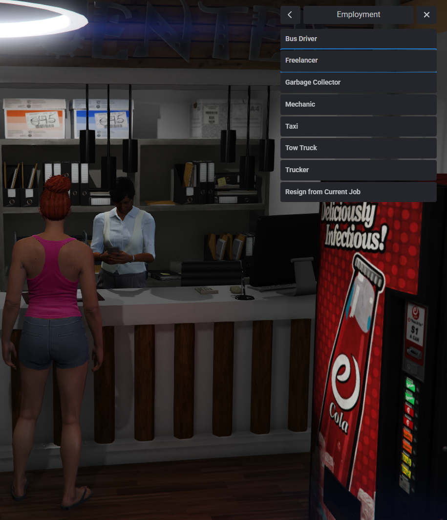 Job Menu from the Job Center